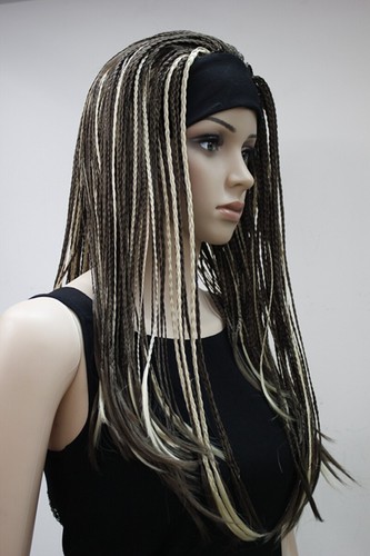 Synthetic Long Straight Hand Made Braids 3/4 Half Full Wig Headband Women Wig - Picture 6 of 47