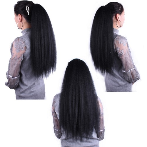 Cordón Afro Puff Kinky Straight Ponytail Chignon Updo Clip en Extensión de Cabello - Imagen 3 de 15