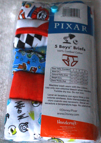 Disney Pixar CAR BUZZ, INCREDIBLES, MONSTERS INC Boy's Underwear 5 Pk (Sz 6) - Picture 2 of 2