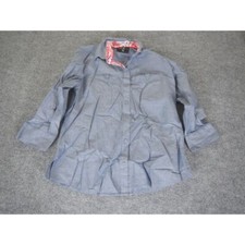 Foxcroft Shaped Fit Button Down Shirt Size 4 with Floral Contrast Collar Gray