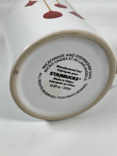 Starbucks Ceramic Coffee Mug Christmas Holiday Cup Red String Ornaments 10 Oz - Picture 8 of 8