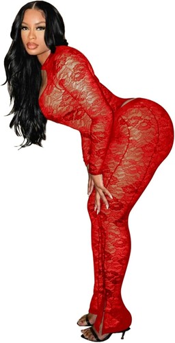 Kafiloe Geburtstagsoutfits für Frauen sexy 2-teilige Outfits Clubwear Netz Spitze Bodys - Bild 2 von 2