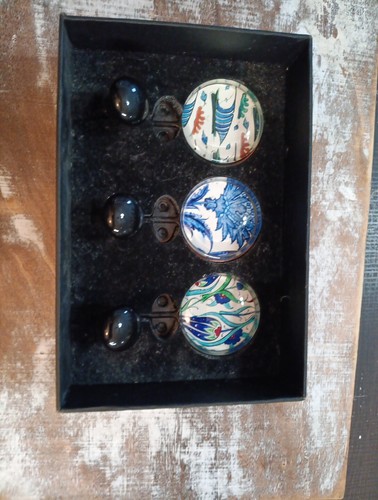 Ganchos de pared de vidrio turco 3 piezas en caja Boho Cottagecore colorido gancho floral para abrigo - Imagen 6 de 8