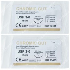 Absorbable Sutures Surgical GUT 3-0 3/0 Dental Oral CHROMIC Needled For Practice