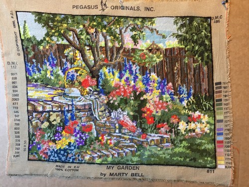 VINTAGE Completed Tapestry by Pegasus Originals My Garden by Marty Bell - Picture 2 of 5