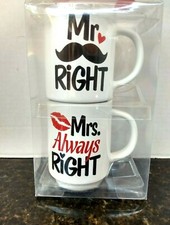 Mr Right  Mrs Always Mrs Right Set of 2 Coffee mug cups Gift, Wedding Engaged