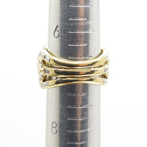925 Sterling Silver Gold Plated Real Diamond Smoky Quartz & Citrine Ring Size 7 - Picture 9 of 9