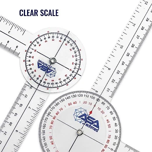 ASA TECHMED 6 peças 360° 12, 8 e 6 polegadas transferidor de ângulo goniômetro espinhal médico - Imagem 3 de 4