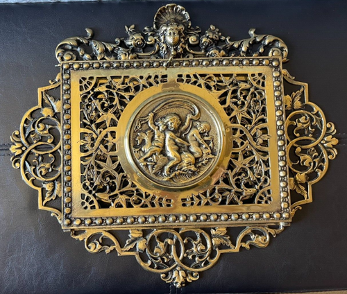 Vintage Solid Brass Ornate Wall Door Mail Letter Holder Cherubs 16 x 14 RARE - Picture 10 of 13