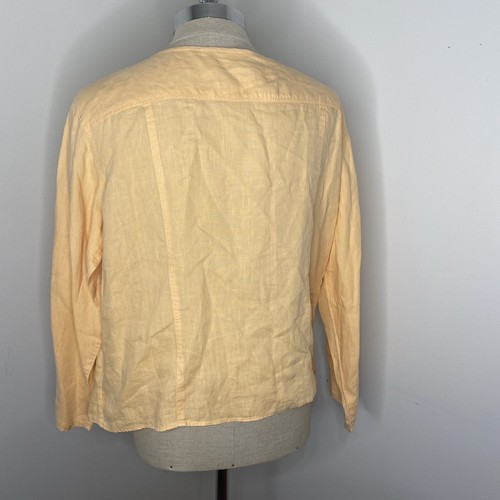 J Jill Sz XL Womens Linen Tunic Top Peach Shirt Snap Front Long Sleeve - Picture 4 of 5