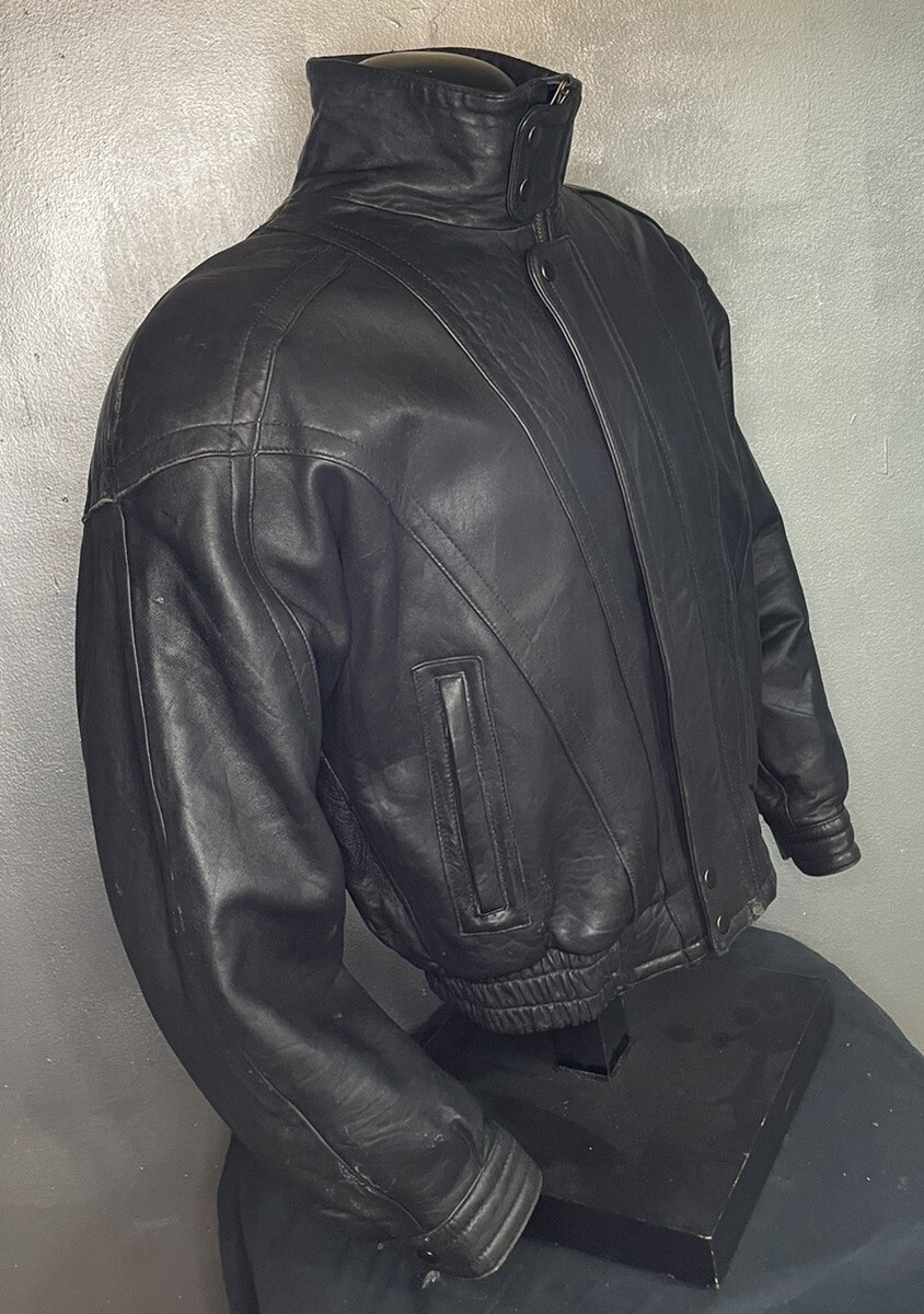Vintage 'Dodge City' Heavy Leather Jacket Mens Biker Bomber Vintage 'Dodge City' Heavy Leather Jacket Mens Biker Bomber