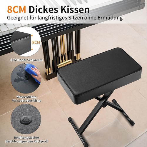Piano Bank Keyboard Klavier Hocker Sitz Kunstleder höhenverstellbar X-förmiger - Bild 5 von 6