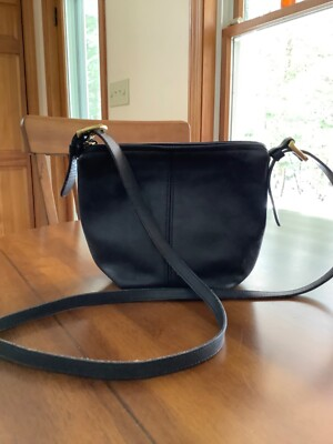 #ad coach crossbody black leather bucket bag