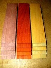 15 PIECES KILN DRIED THIN PURPLEHEART, PADAUK, OSAGE ORANGE 12" X 3" X 1/4"