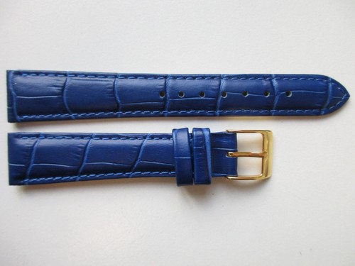 Ocean Blue alligator print dress 17 MM leather watch band strap - Picture 2 of 5