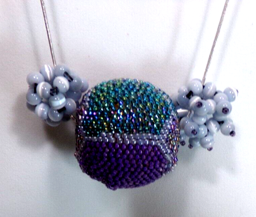 UNIQUE ARTIST BEADWORK ARTWORK NECKLACE SILVER PLATE CHAIN 18" J88CR AZ30 - Picture 11 of 19
