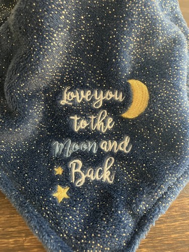 Baby Starters Teddy Bear Lovey Love You To The Moon And Back Satin Navy Sky 13” - Picture 2 of 7