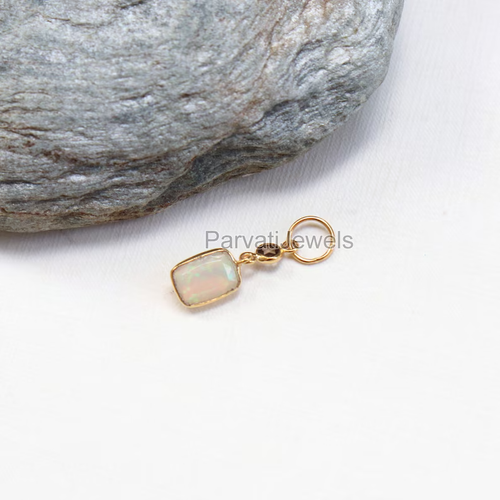 Colgante de oro macizo de 18k natural ópalo etíope corte diamante regalo para mujer dijes - Imagen 3 de 7