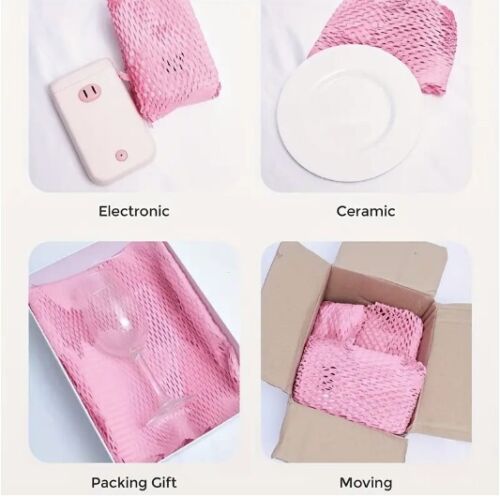 Pink Honeycomb Packing Paper, 11.8" x 98.5ft Recyclable Cushion Packing Paper - Picture 4 of 5