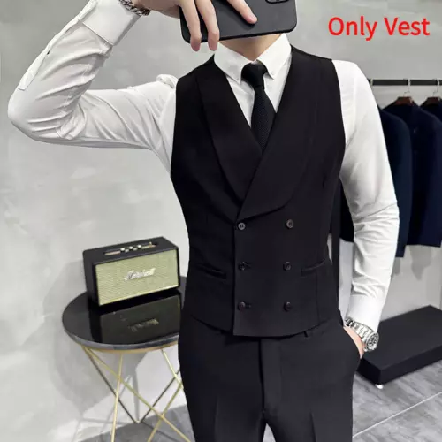 Herren Anzug-Weste schmal Hochzeit Business zweireihig formell Revers Weste Tops - Bild 13 von 22