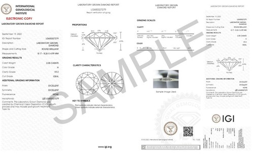 14K White Gold Stud 2.00 Carat IGI Lab Grown Round Cut Diamond 4 Prong Earring - Picture 11 of 11