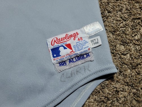Camiseta deportiva firmada por Jay ALDRICH 1988 Milwaukee Brewers usada emitida por el equipo Rawlings - Imagen 3 de 16