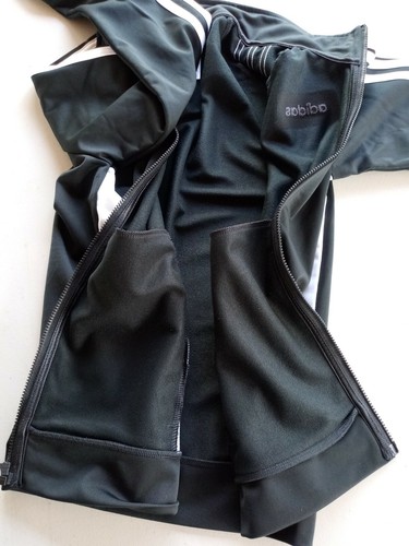 Adidas Junior's Girls Jacket Black White Sweatshirt Jacket Full Zip Size L (14) - Picture 8 of 11