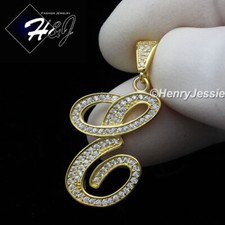 925 STERLING SILVER CUBIC ZIRCONIA GOLD PLATED INITIAL LETTER "E" PENDANT GP175