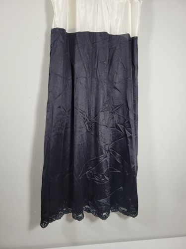 Vintage SARAH SMITH Two-Tone Slip Dress ~S/M Size 34 Black/Cream Off-White Lace - Picture 4 of 11
