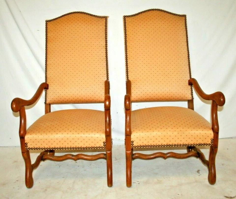 Par de cadeiras antigas francesas de osso de ovelha de nogueira Os du Mouton - Imagem 4 de 4