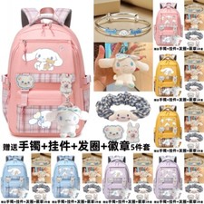 Cinnamoroll Student Backpack Knapsack Bracelet Plush Doll Pendant Badge HairBand