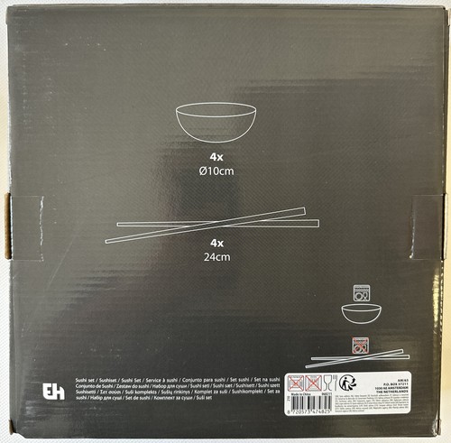 Sushi Set For 4 Ceramic Bowls With Bamboo Chopsticks Excellent Houseware - Picture 3 of 5