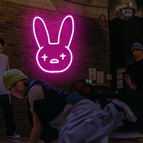 Bad Cute Bunny Neon Sign LEDLight Wall Decor Birthday Kid Gift Hip Hop Music Bar - Picture 4 of 7