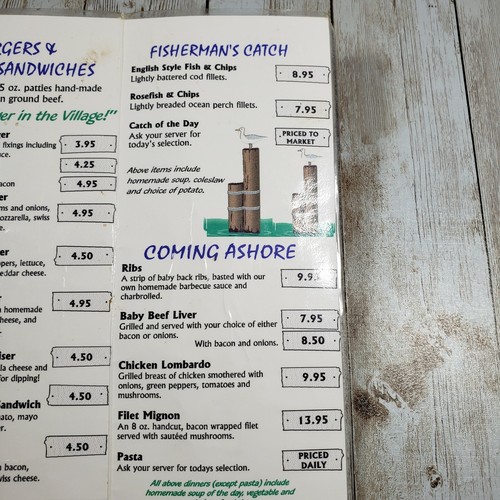 Restaurant Menu Kelly’s Boardwalk Dinner William St Port Stanley Ontario Defunct - Picture 5 of 7