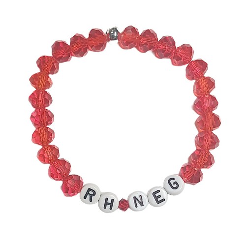Medical Alert RH-NEG Beaded Bracelet Red - Picture 3 of 3
