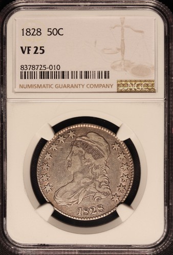 1828 Capped Bust Half Dollar, NGC VF25, Scarce! - Picture 3 of 4