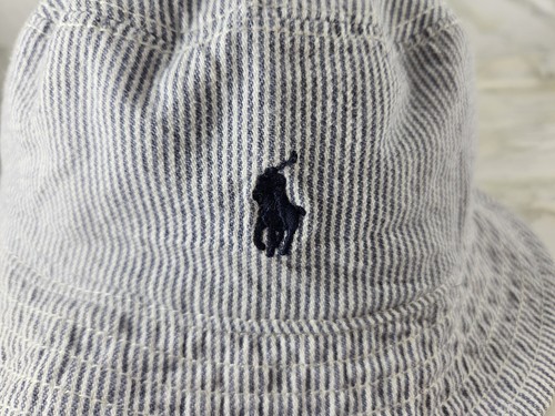 POLO RALPH LAUREN Bear Blue Pony Striped Reversible Sun Bucket Hat OS Child 4-7 - Picture 4 of 13