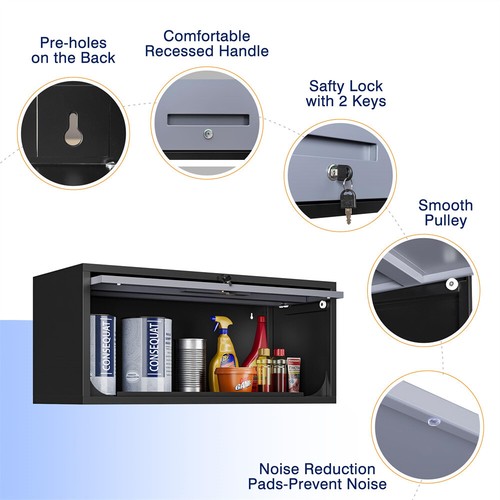 Gabinete de pared de herramientas de garaje de metal, gabinete de almacenamiento de metal montado en la pared para cocina - Imagen 3 de 15