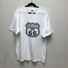 Route Us 66 Highway Mens Bittu Tees Graphic T-Shirt White Short Sleeve 2XL New