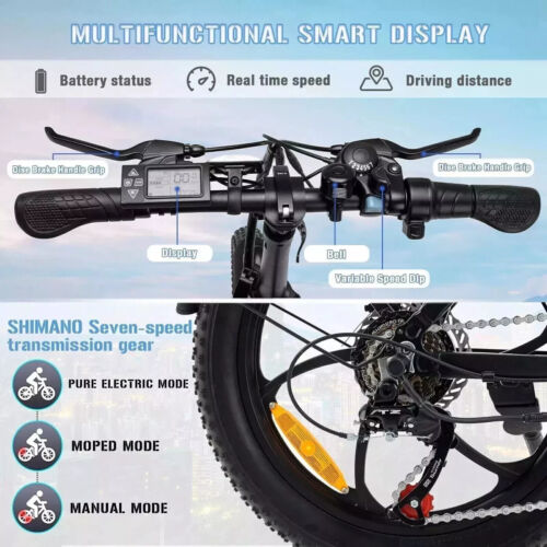E-Bike 20 Zoll 3.0 Fat Reifen Klapp Elektrofahrrad 250W 36V/12AH Shimano 7 Gang - Bild 6 von 17