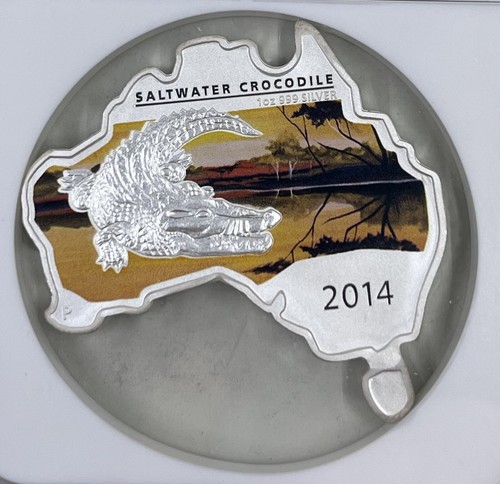 2014P Australia S$1 NGC MS70 Crocodile Colorized Map Series - Picture 2 of 4