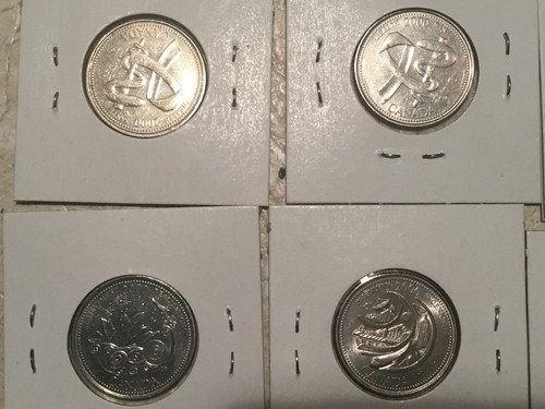 104 kanadische Münzen Lot 1,5 Oz Silber 2 $ 1974 13 Gedenkmünzen 25C 10C 50th Ann - Bild 9 von 24
