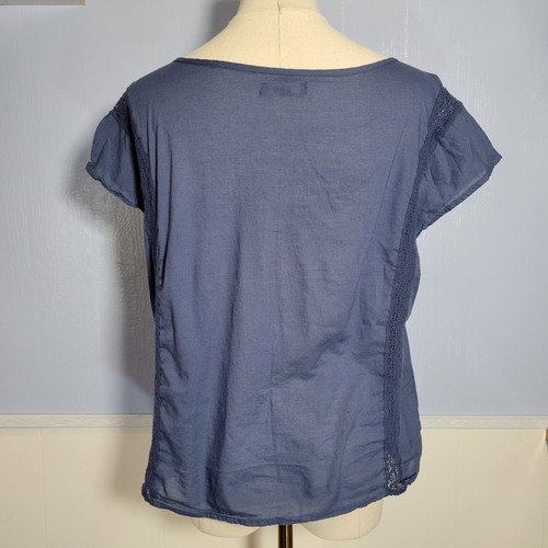 Blusa de Verano Gap Pequeña Azul Cuello Redondo Ligera Bordada Manga Corta - Imagen 7 de 11