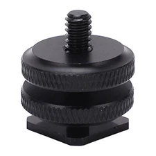 1/4inch Dual Nuts Camera Cold Shoe Mount Adapter Tripod Screw Adapter Flash Shoe