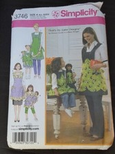 Sewing Pattern Simplicity UNCUT 18" Doll Girl Mom Matching Aprons Clothes 3746 