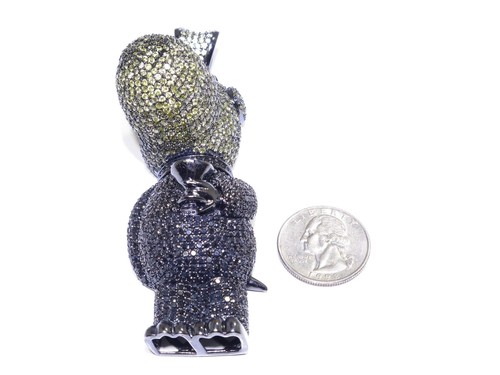 Colgante negro de plata .925 corte redondo amarillo y negro circonita cúbica perro 78,6 g - Imagen 6 de 9