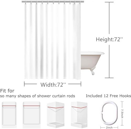 Farmhouse Washable Black and White Neutral Bathroom decor Shower Curtain for ... - Bild 9 von 9