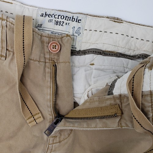Abercrombie Fitch Cargo Shorts Brown Heavy Drawstring Zip Fly Boys Youth 14 - Picture 20 of 21