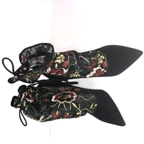 ZARA Suede Pumps with Floral Embroidered Sock Size 6M - Picture 4 of 5