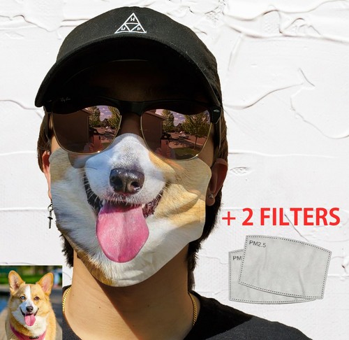 Custom Dog Mouth Face Mask with Filters/Pocket, Washable Reusable Personalized - Picture 12 of 13